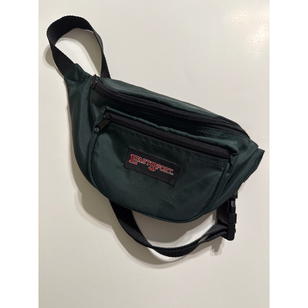 Vintage 90's Eastsport Forest Green Nylon Waist Pack Hip Bag 3-Pocket Crossbody